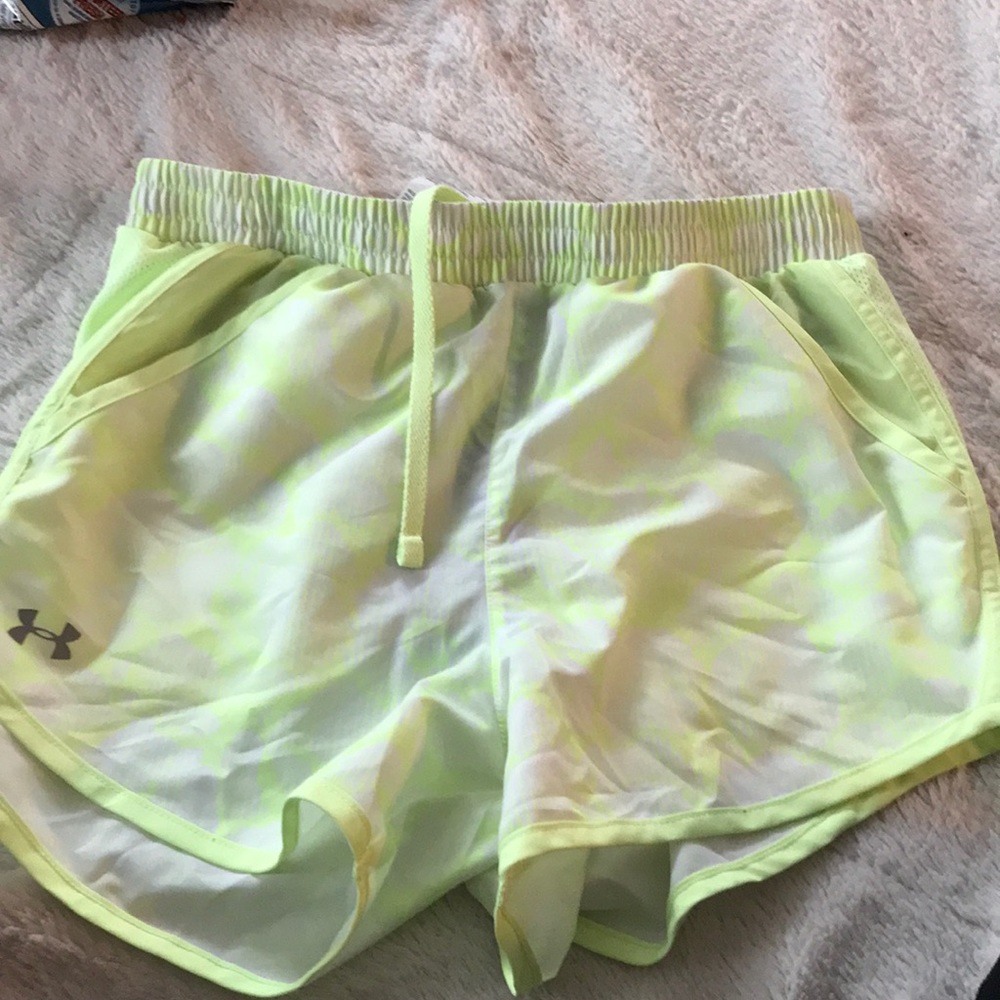 Under Armour neon lime yellow drawstring shorts
